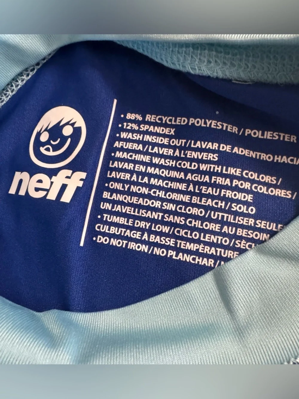 Neff Boys RASHGUARD UPF 50+ Sun Shirt Boys Size L (10-12) Navy/turquoise
